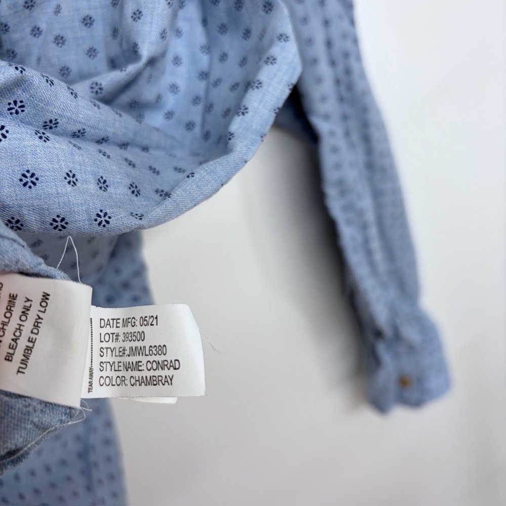 Johnnie-O' Hangin Out Long Sleeve Button Up Shirt XXL Mens Blue Conrad Chambray - Picture 10 of 10